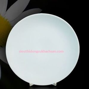 Đĩa sứ trắng hình tròn 22cm tại dụng cụ bếp nhà hàng Tín Phát TPHCM